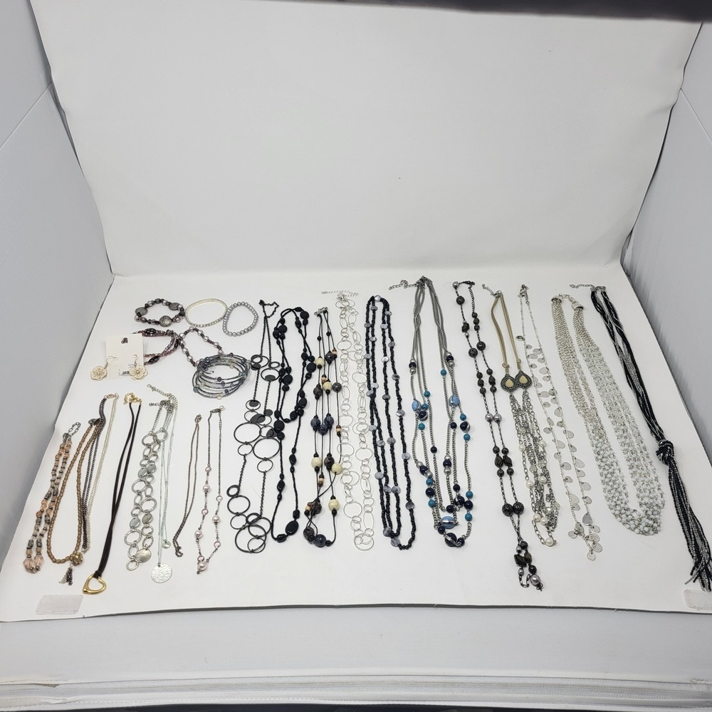 Bundle Of Jewelry Long Short Necklaces. Bracelets And Earrings Fashion